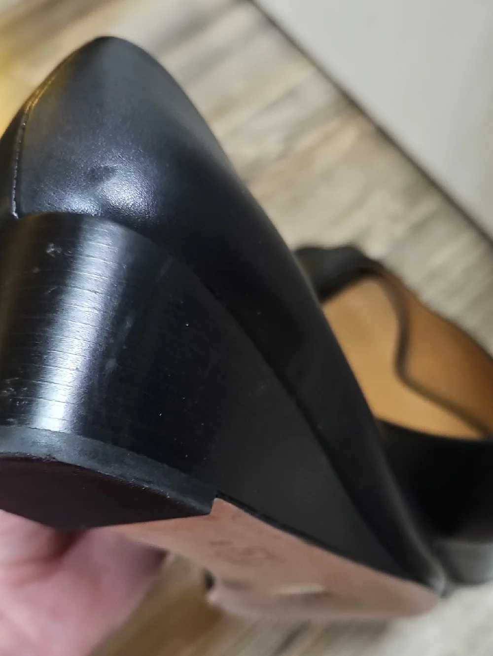 Tory Burch Black Leather Peep-Toe Heels with Gold Logo